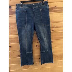 Pilcro Anthropologie Jeans Sz 30 Cropped Flare Leg Side Zip High Rise Utility